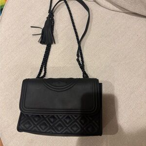 Tory Burch Black Crossbody Bag with Quilted Design